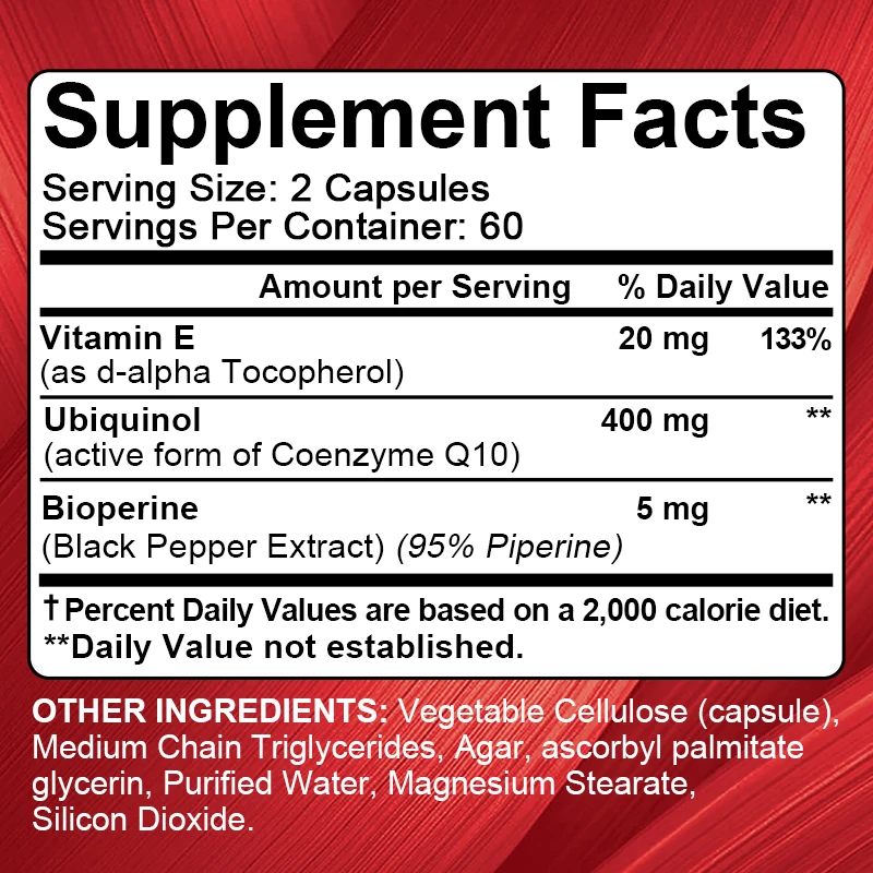 KENOFOR Ubiquinol CoQ10 400 mg Softgel Antioxidant - Superior Absorption, Active Form Immune and Skin Support