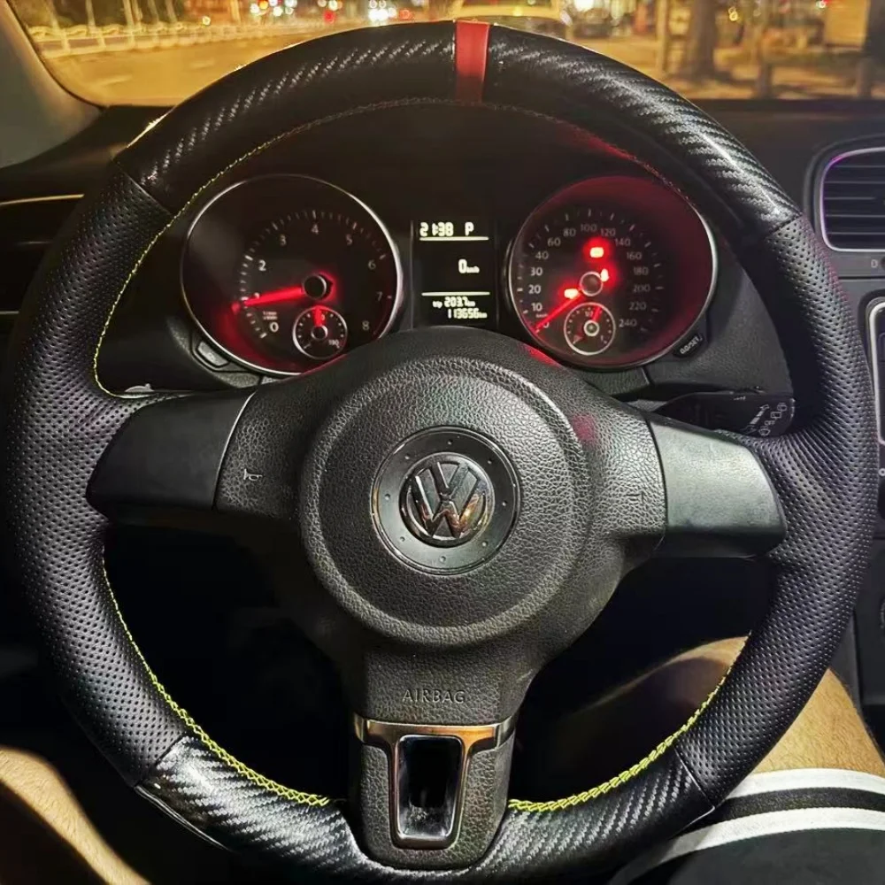

Customization Car Steering Wheel Cover Genuine Carbon Fibre Leather For Volkswagen Transporter Caravelle Multivan T5 2009-2015