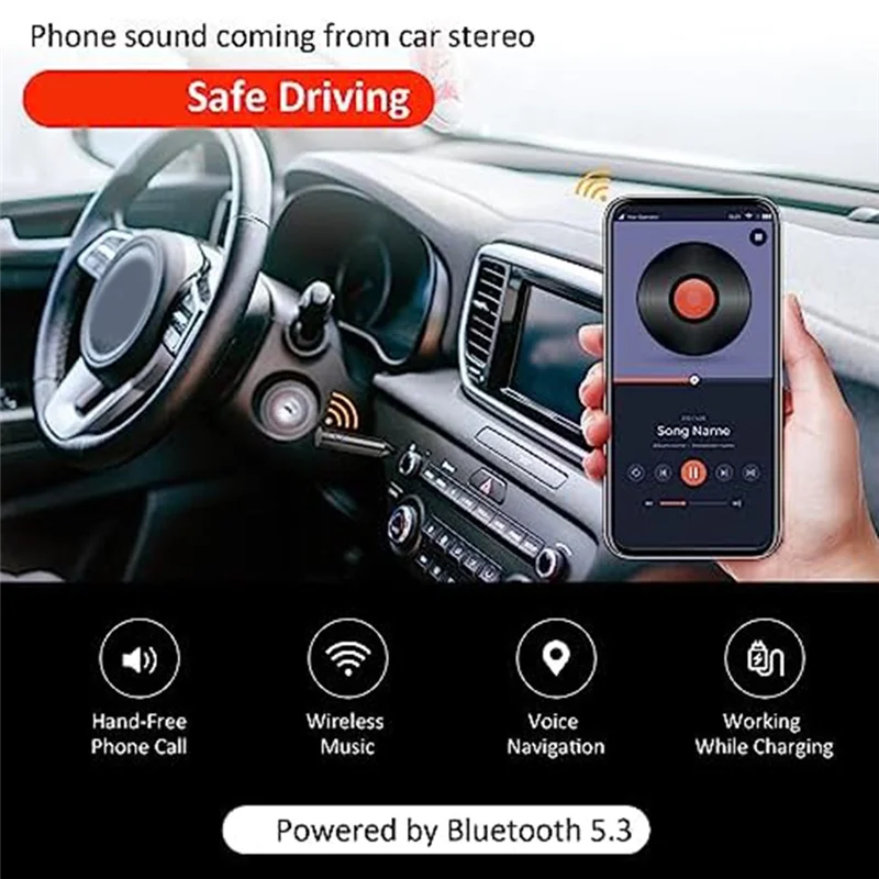 Aux Bluetooth Adapter for Car, Car Bluetooth Audio Receiver Home Stereo Speaker Headphone Bluetooth Car Adapter