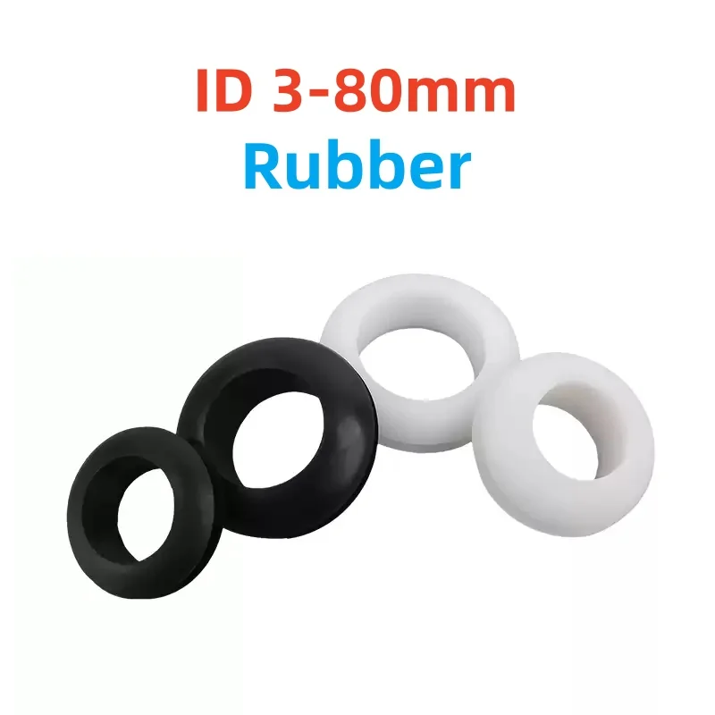 Black/White Rubber Seal Double Sided Protective Coil Out Hole Wire ID 3-80mm Cable Hole Double Sided Protective Coil O-rings