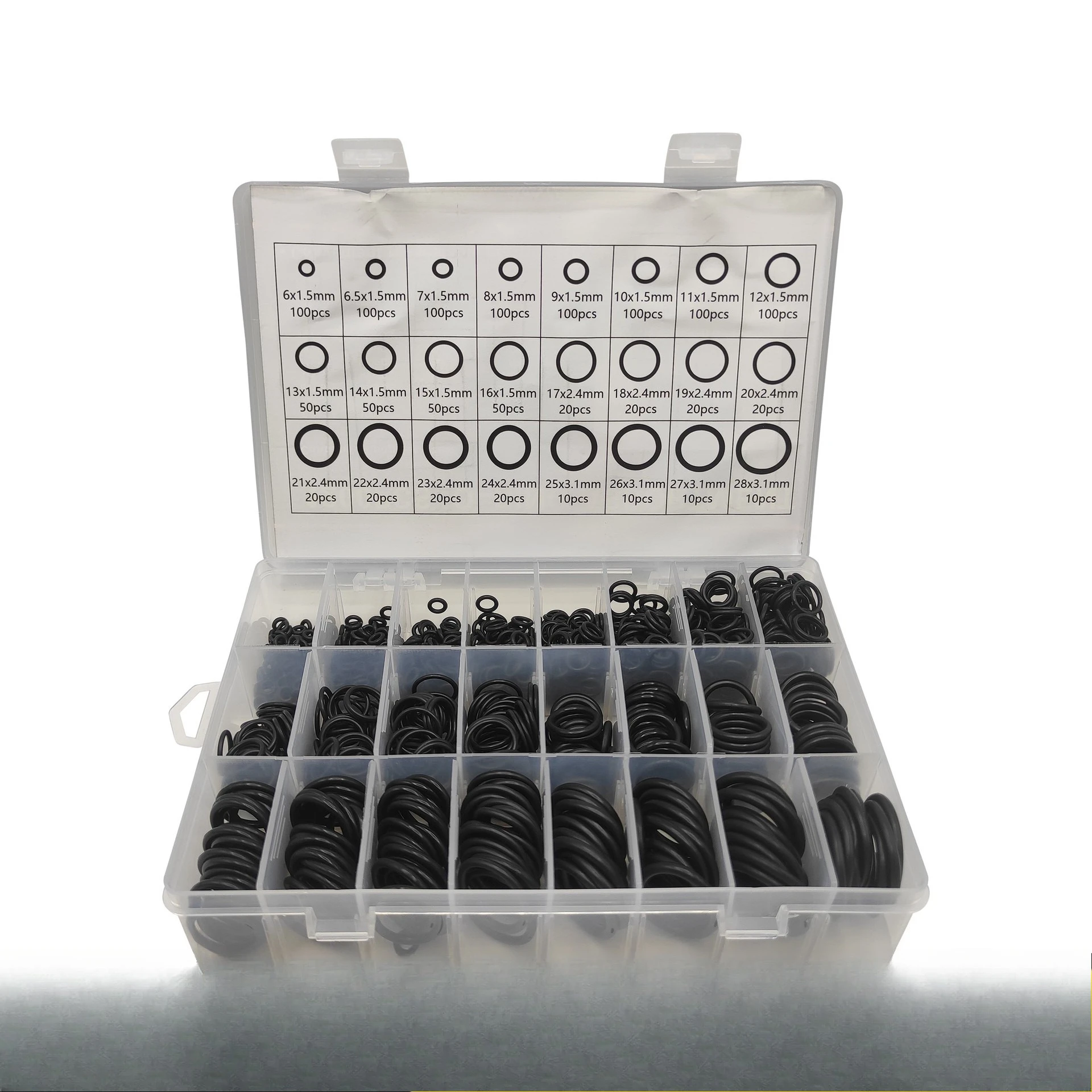 

Waterproof sealing ring set 1200pcs black high-temperature resistant nitrile rubber sealing ring rubber O-ring