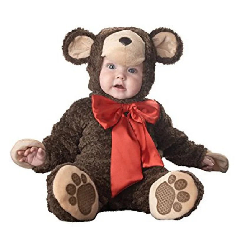 Baby Costume Cartoon Lion Cosplay Romper Jumpsuit for Baby Boy Infant 6 9 12 18 24 Months Toddler Winter Outfit Flannel Clothes