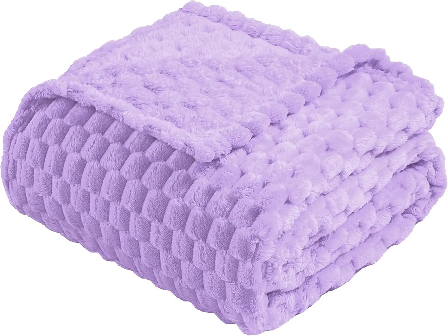 

Flannel Fleece Twin Size Blanket(60X80 H), 3D Jacquard Light Purple Fuzzy And Warm Blanket For Couch, Sofa, 300Gsm Super Soft
