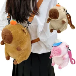 Small Capybara Plush Backpack Kawaii Crossbody Bag Handbag Soft Simulate Animal Capybara School Bag Birthday Gift for Girls