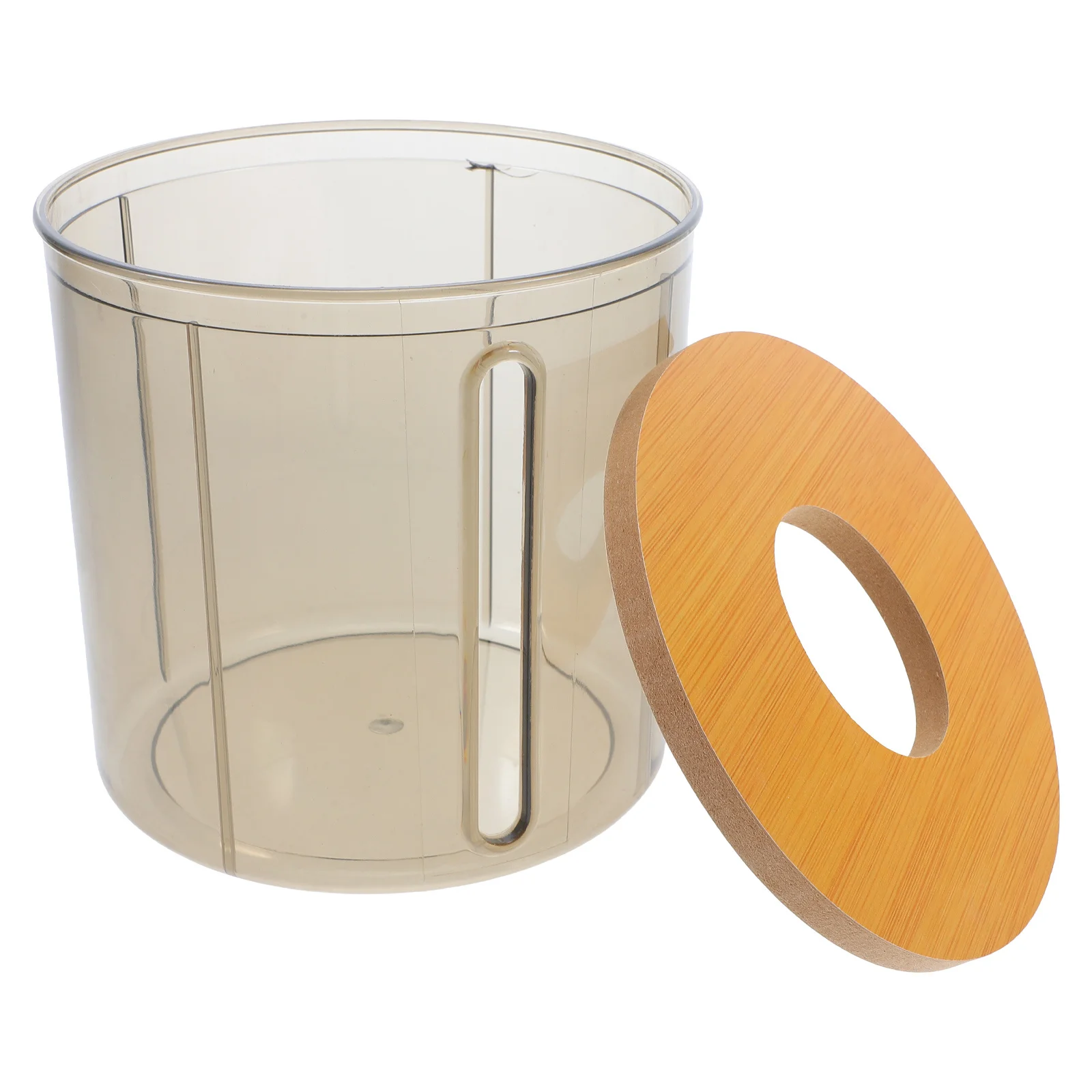 

Round Tissue Box Holder Plastic Bamboo Wood Material Space Saving Toilet Paper Storage Box Dustproof Lid For Bathroom