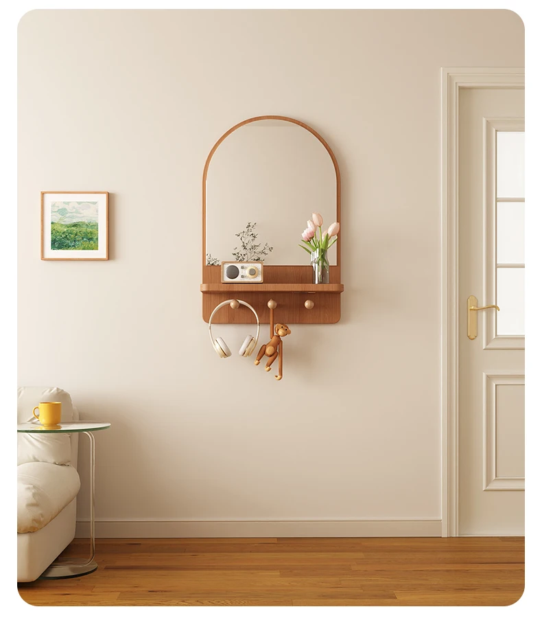 

Decorative Mirror Dressing Mirror Cosmetic Mirror Japanese Wall Hanging Hallway Simple Practical Wall Storage Stand
