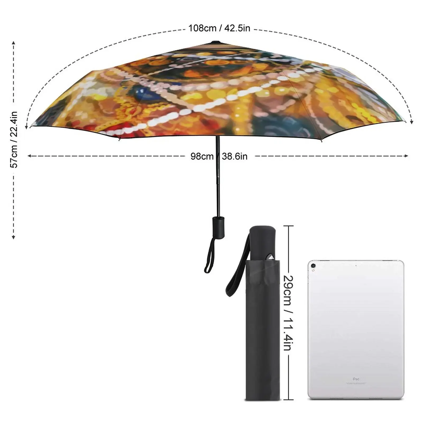 Jibaro Oil Paint Umbrella Love Death Robots Anti UV Automatic Umbrella Colorful Painting Folding Trekking Umbrella