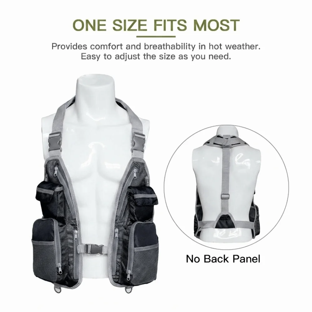 Durable Quick Dry Fishing Vest Multiple Pockets Breathable Fishing Waistcoat Lightweight Adjustable Fly Fishing Vest Boating view 3
