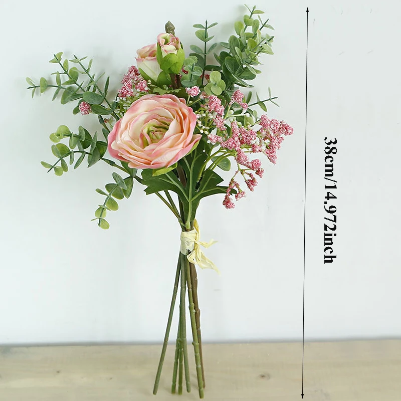 Flores artificiais verde eucalipto folha peônia buquê para casamentos decoração floral picaretas jardim diy acessórios de decoração para casa