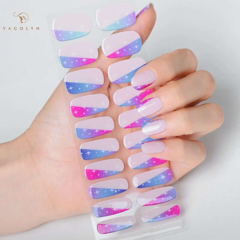 20 Tips Semi-Cured Gel Nail Strips Stickers Semi-Gebakken Pers Op Nagels Stickers Volledige Cover Uv Led Lamp Voor Nagels Nodig Nagel Bedels