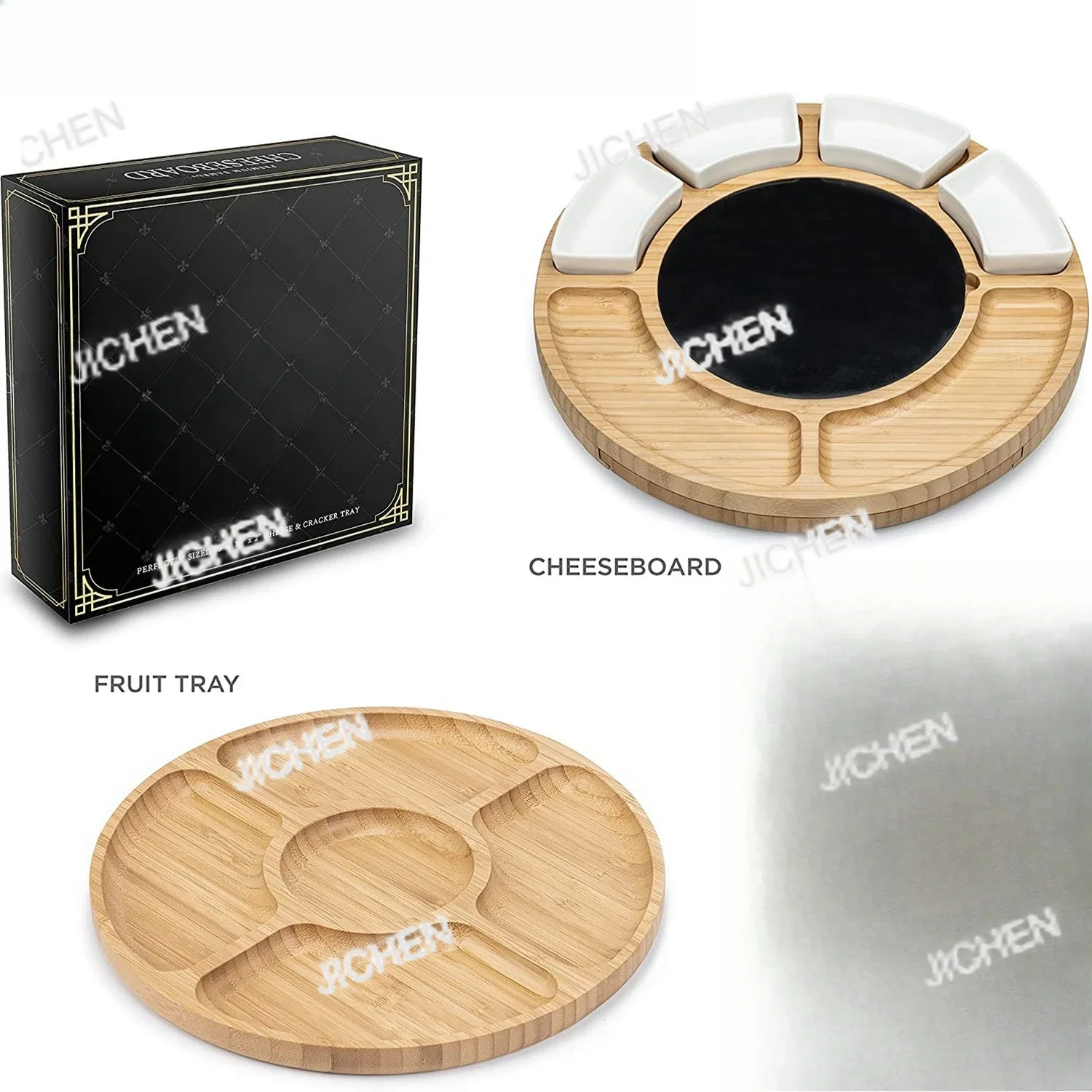 

ZH Wooden European Cheese Tray Knife Large Round Plate Creative Cake Cheese Fruit Plate Cutting Board