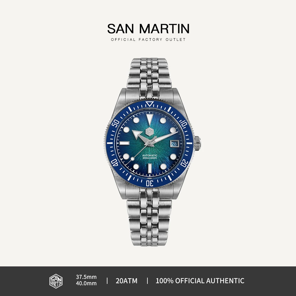 San Martin 37.5-40mm Original Design Luxury Couple Watch Miyota 9015 Automatic Mechanical Men Diver Watches Waterproof SN0148
