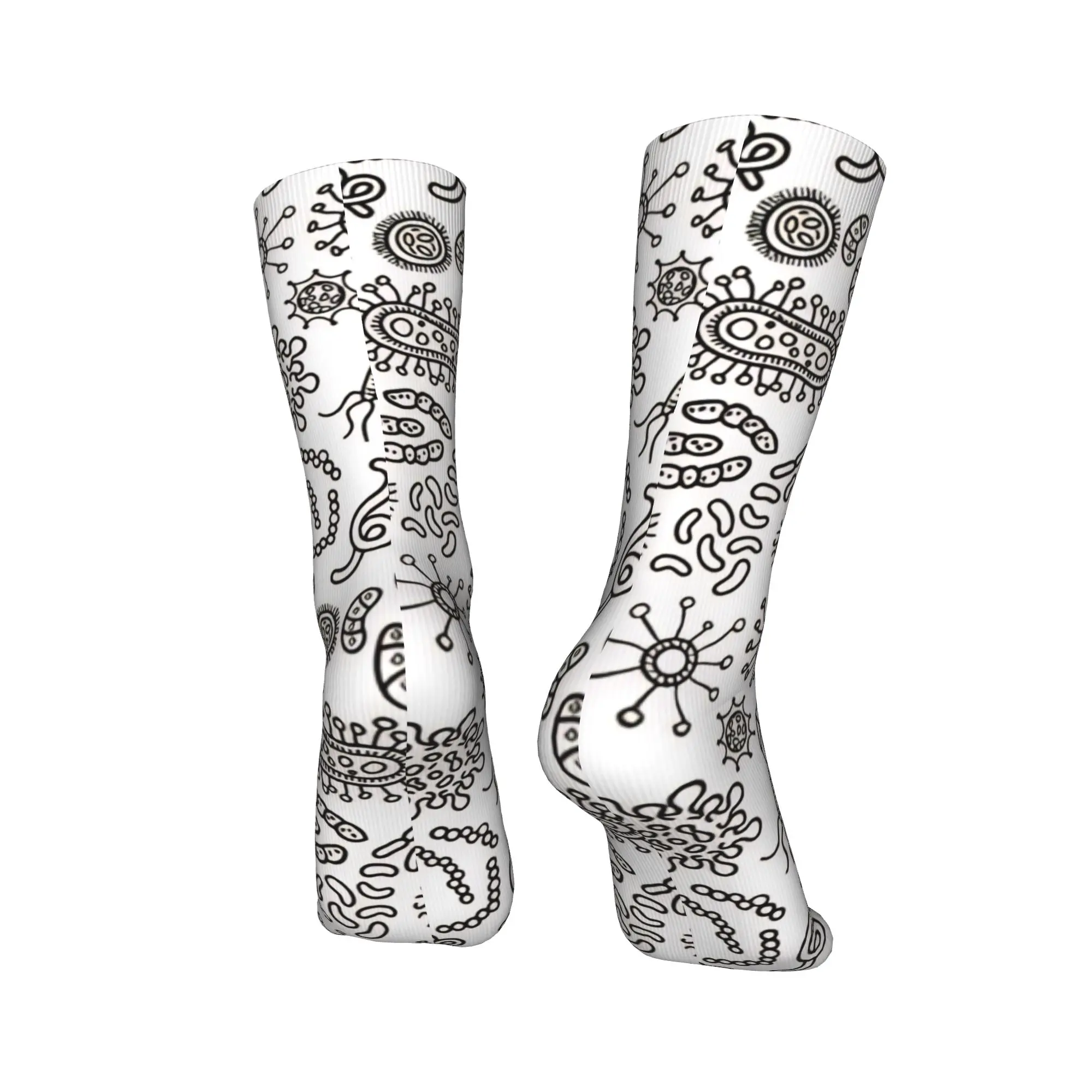 Vírus e bactérias microbios meias padrão moda meias inverno antiderrapante meias casal ciclismo médio macio meias