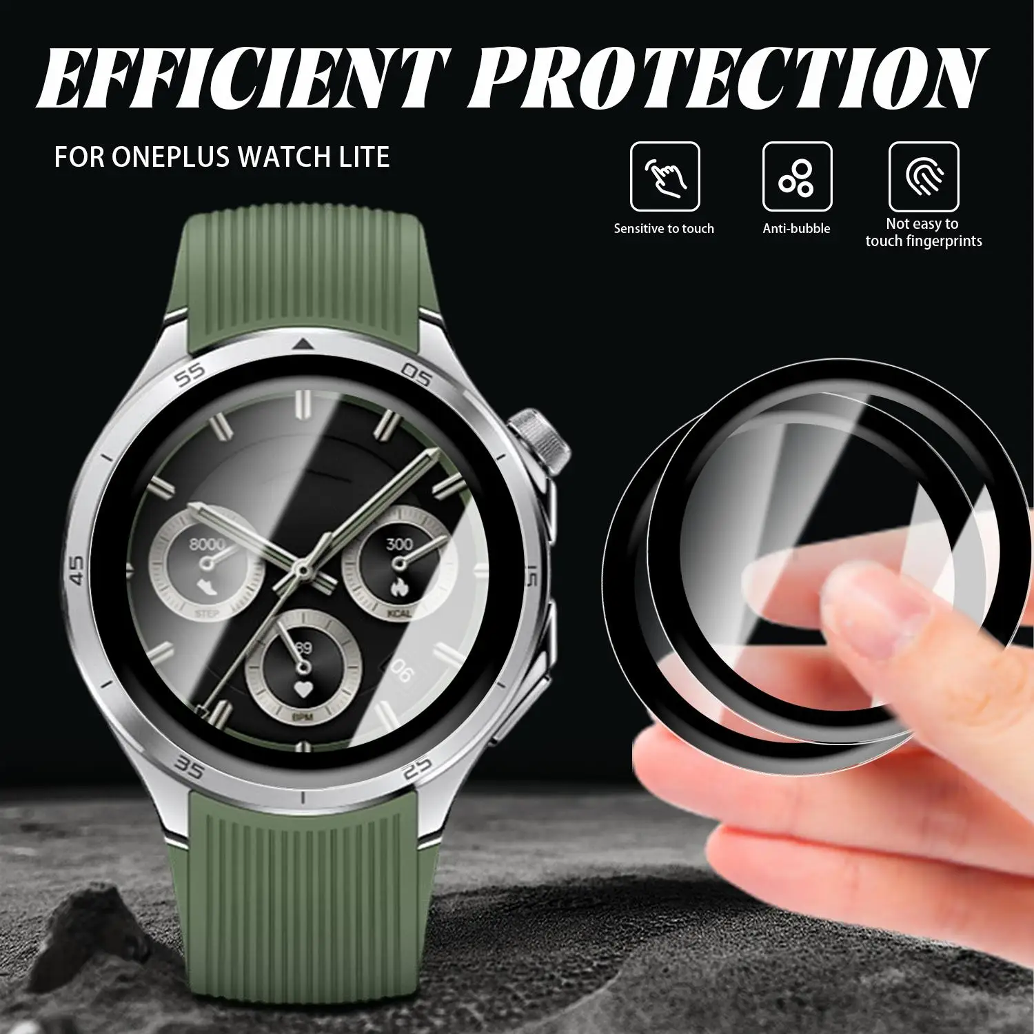 Flexible 3D Curved Screen Protectors for OnePlus Watch Lite Anti-Bubble Case Friendly HD Clear Protective Films for Watch Lite