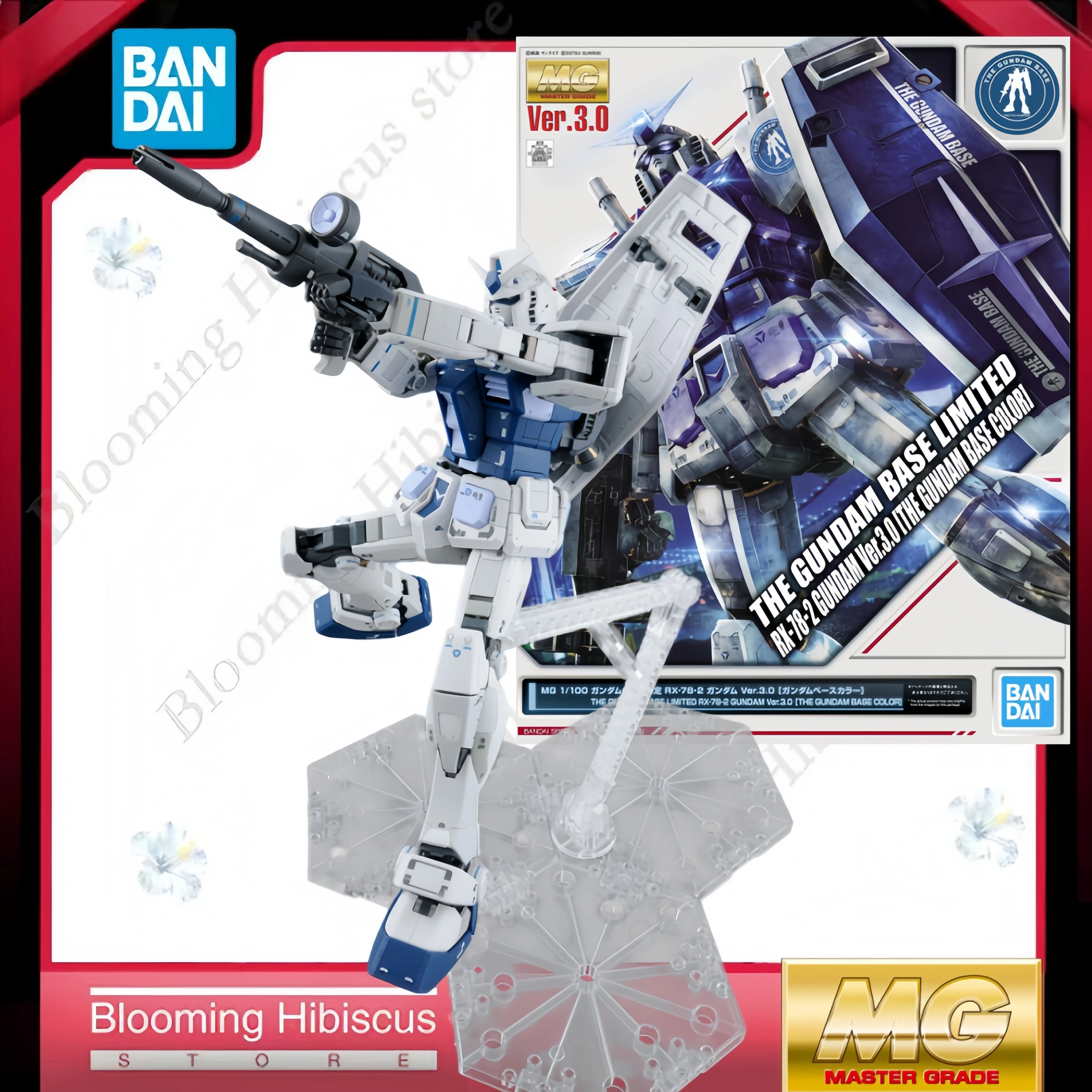 

Оригинальный набор для сборки модели Bandai MG 1/100 RX-78-2 Gundam Ver.3.0 The Gundam Base Limited Gundam Base Color Gunpla, экшн-фигурка
