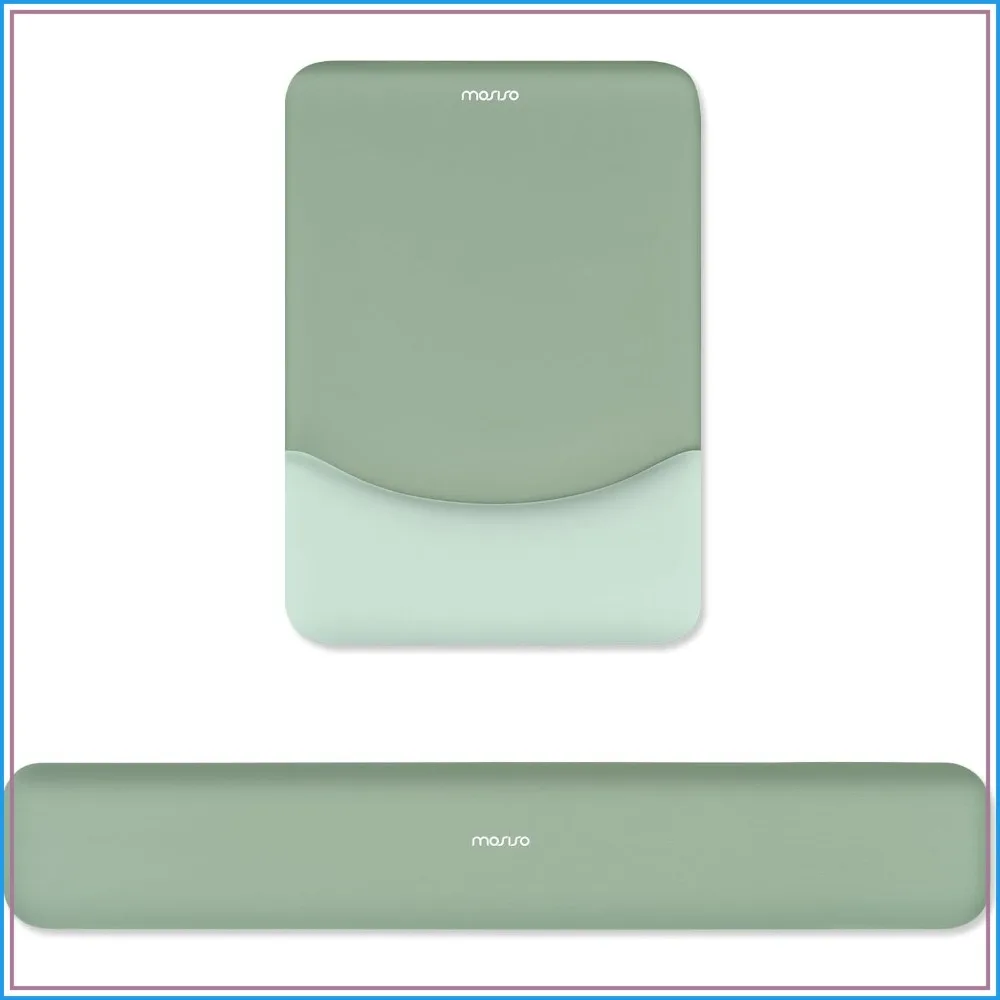 

Ergonomic Mouse Pad & Keyboard Wrist Rest Set, Non-Slip Base, Pain Relief for Home/Office, Green