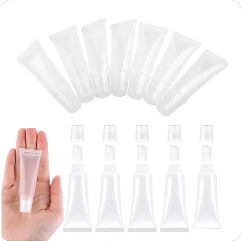 

200Pcs 5/8/10/15ML Lip Gloss Tubes Lip Balm Soft Tube Makeup Squeeze Clear Tube Clear Empty Lipgloss Container