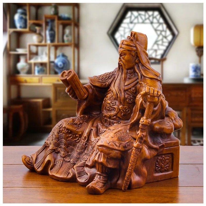 Guan Yu Figurine Guan Gong Reading Statue God of Wealth Sculptures Resin Crafts Living Room Office Home Decor Ornaments Gifts