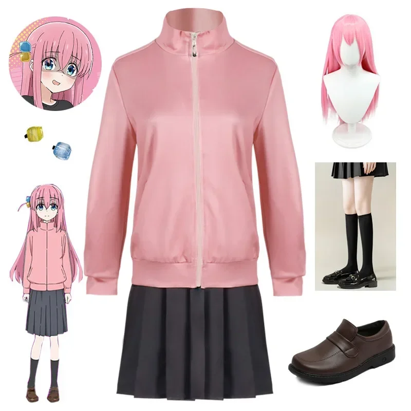 Anime Cosplay Bocchi The Rock Cosplay Costumes Horitori Nijika Ijichi Ryo Yamada Ikuyo Kita Roleplay Dress JK Uniform Wig Skirts