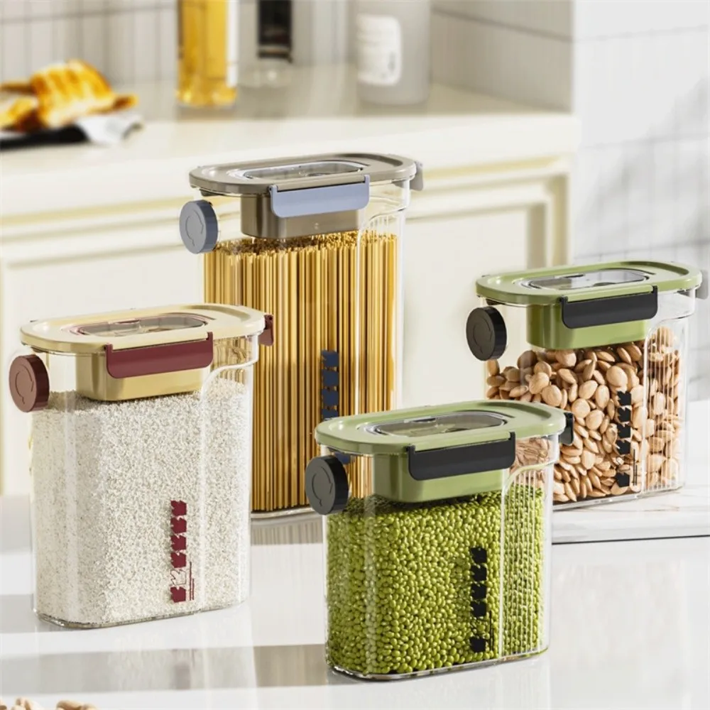 Frascos sellados de plástico transparente para alimentos, 2L/3L/4L, granos varios, contenedor fresco, tarro de arroz/café, Pasta italiana