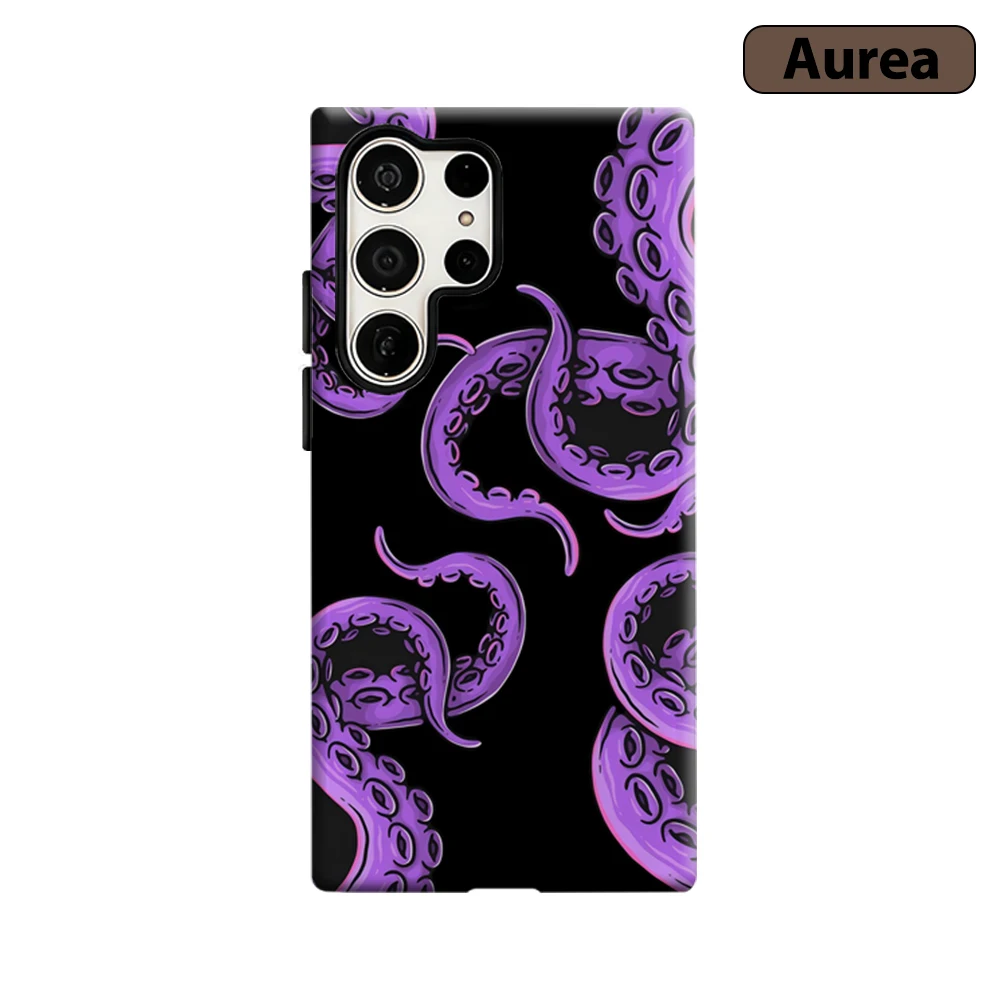 Lila Oktopus-Tentakel Handyhülle für Samsung Galaxy S25 Ultra S24 S23 Ultra Plus Stoßfeste Doppelschicht Robuste Rückabdeckung