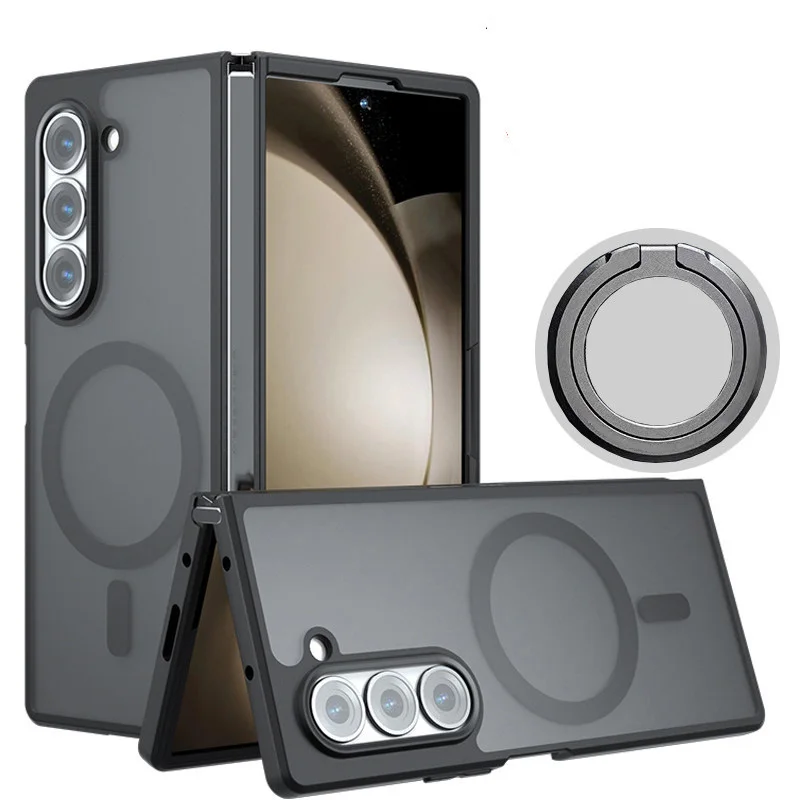 

Совместимый чехол для Samsung Galaxy Z Fold 7 с встроенными магнитами, защитой объектива, противоударный, матовый, из ТПУ+ПК, 2-в-1