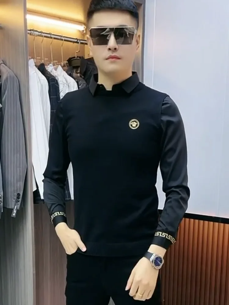 

Faionable Casual Men's irt 8802 Autumn Winter New Sle Slim Fit Iron Free Long Sve Busin Casual Trendy Boting F...