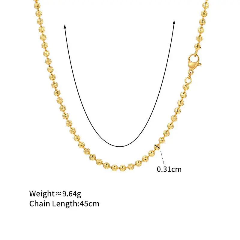 مجوهرات XP - قلادات سلاسل خرز مطلية بالذهب الخالص 45 سم × 3 مم 24 قيراط للنساء والرجال المعلقات المتطابقة