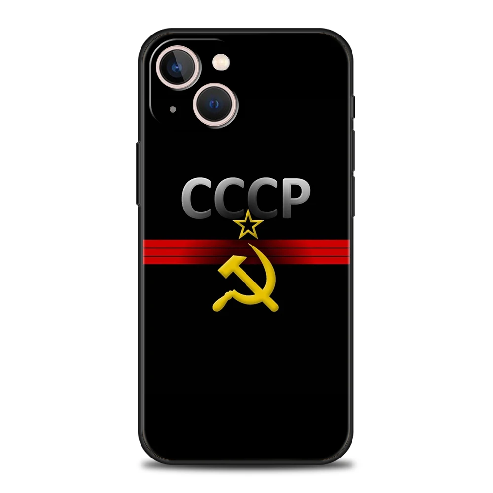 Soviet Union USSR Flag Emblem Phone Case Cover for iPhone 15 14 13 12 Pro Max XR XS X 11 7 8 Plus SE 2020 Mini Soft Fundas Shell