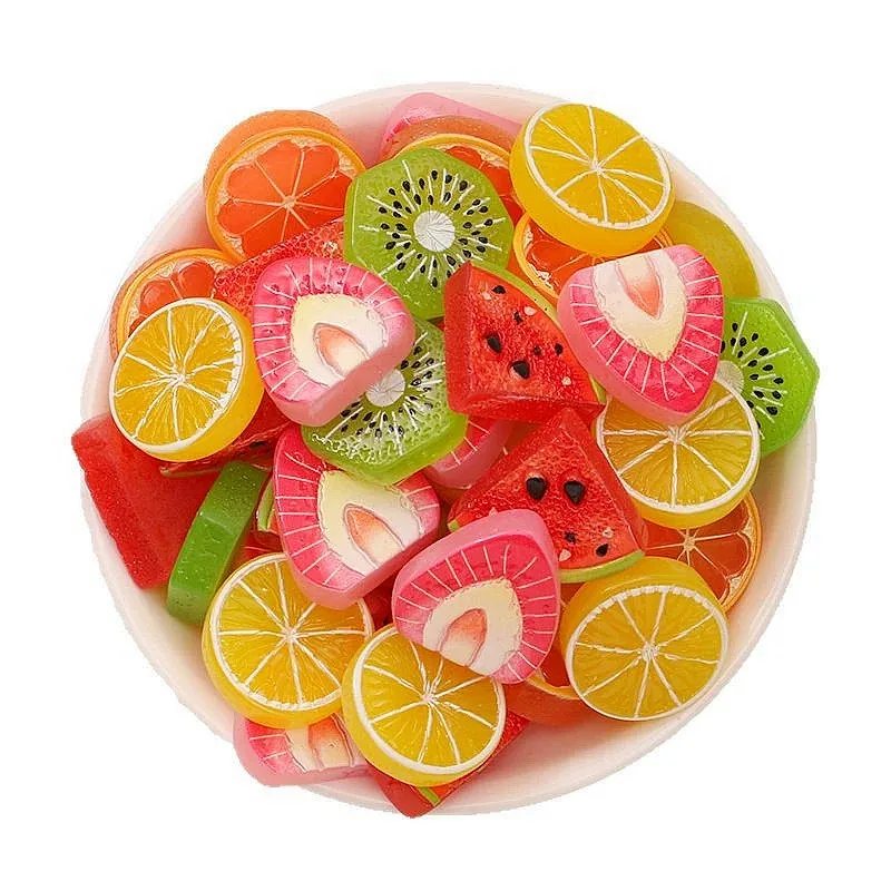 10 pièces mignon résine fraise pastèque Kiwi pendentif Fruits acrylique breloques pour bricolage fabrication de bijoux boucle d'oreille porte-clés accessoires