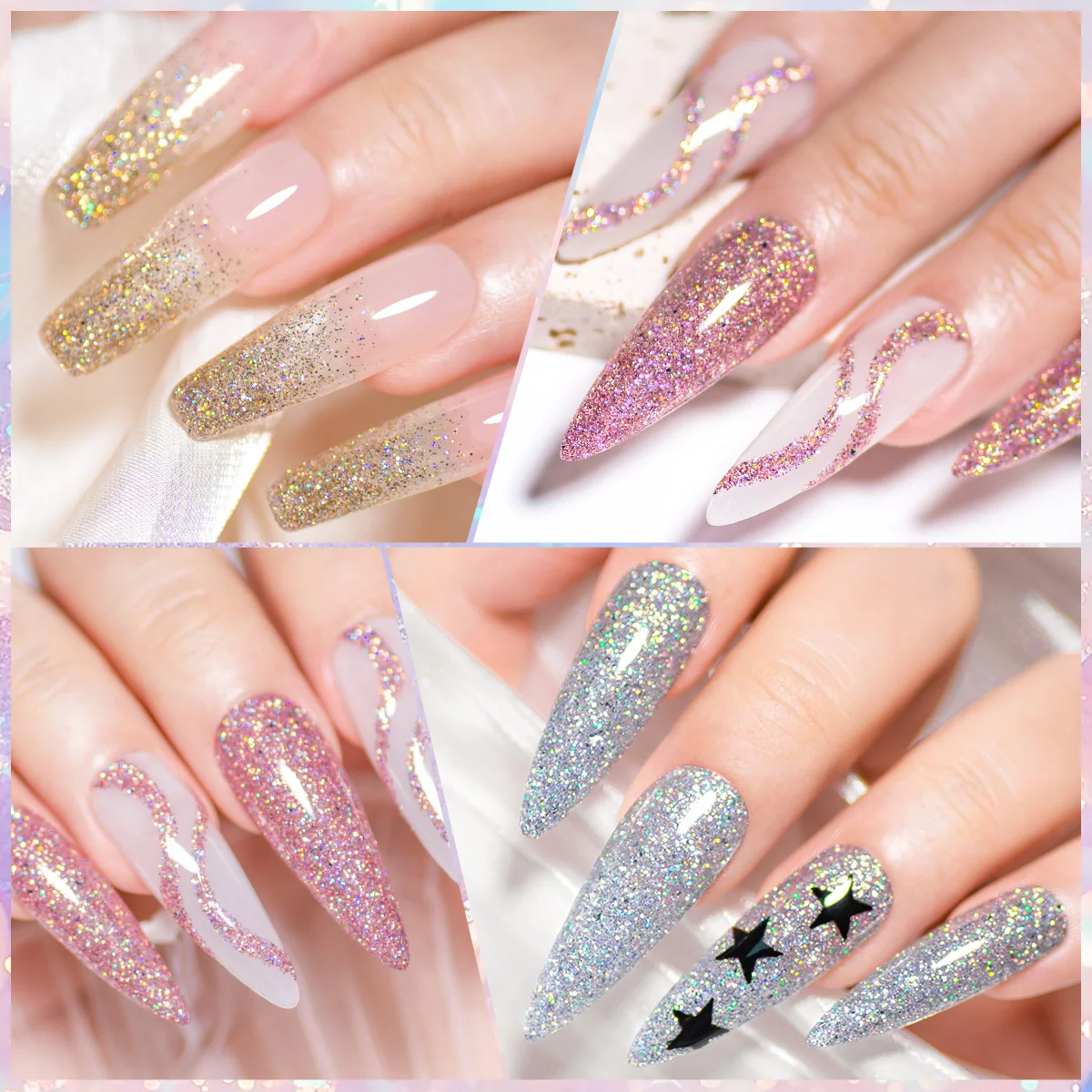 7ml Holografische Reflecterende Glitter Gel Nagellak Champagne Goud Zilver Glanzende Fonkelende Pailletten Losweken UV LED Nagellak