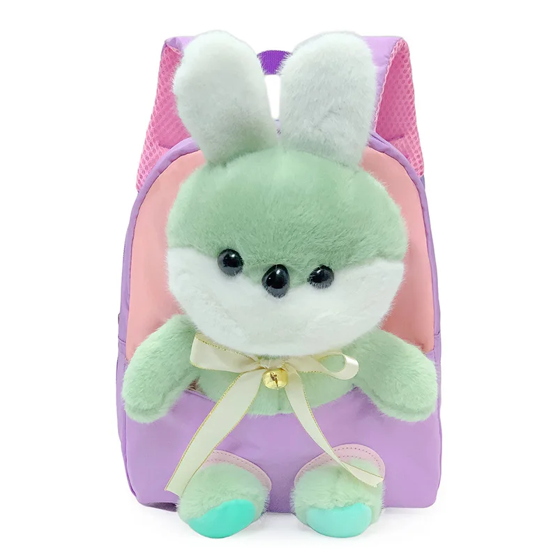 Mochila de dibujos animados para niños y niñas, morral escolar pequeño de conejo encantador, mochila de juguete desmontable para niños, bolso de