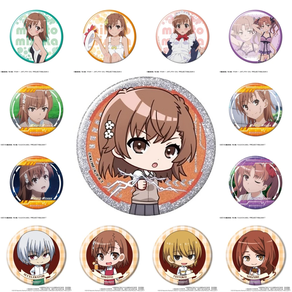 

58 мм аниме A Определенный научный рельсовый пистолет Shokuhou Misaki Shirai Kuroko Косплей Костюм Значок Булавка SPTE Жесть Брошь ﻿ Опора Gilf