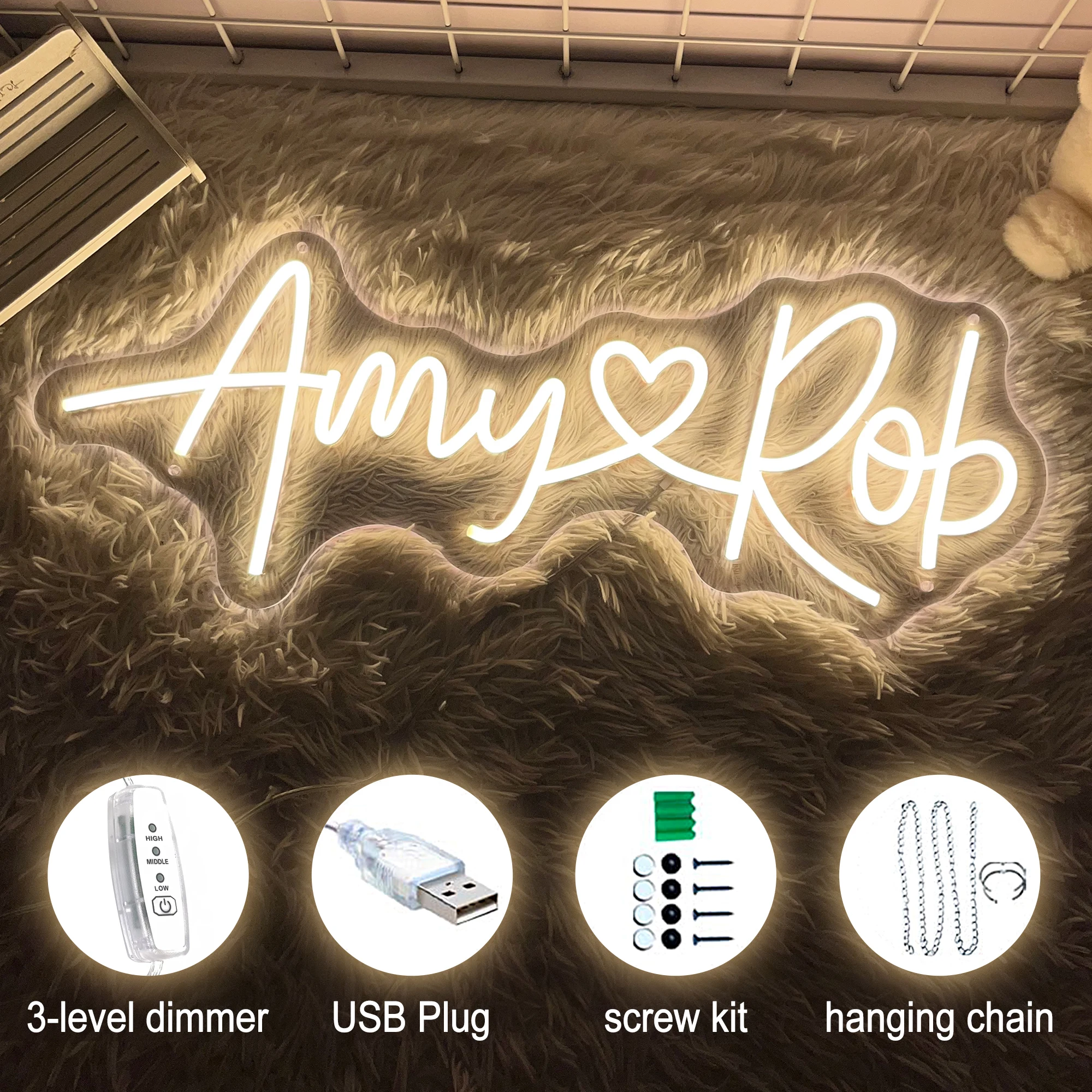 Custom Wedding Neon Sign Couple Name Neon Wedding Neon Light Bedroom Decoration Led Light Wall Room Neon Art Gift for Couple