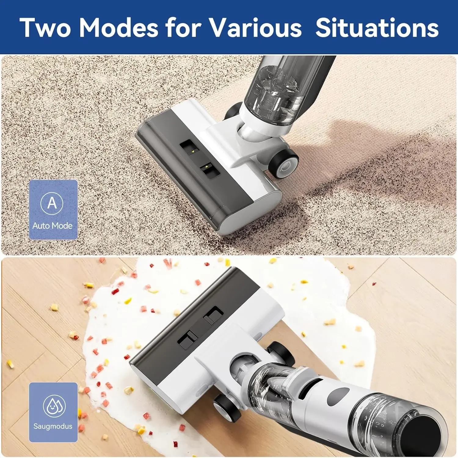 12 Aspirapolvere Wet Dry Cordless Aspirapolvere e Mop per Pavimenti Duri Combo - Leggero, Autopropulente, Pulizia in Un Passo e Bordo