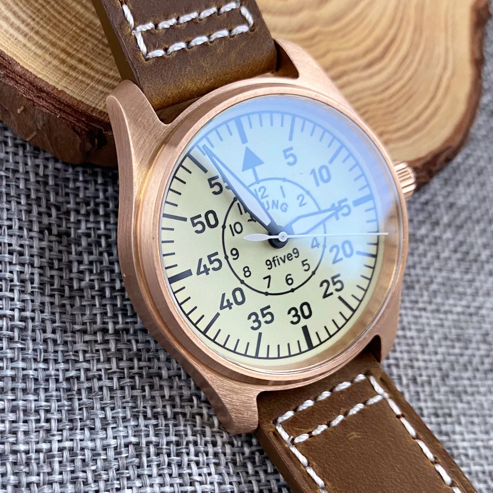 

Tandorio Real Bronze Pilot Diver Automatic Watch for Men 20bar Waterproof Wristwatch Vintage White Dial Full Lumious Relojes