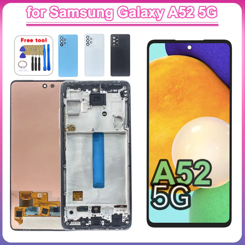 6.5'' Tested LCD for Samsung Galaxy A52 5G Display Touch Screen Digitizer Replacement Assembly for Samsung A52 5G A526B A526W
