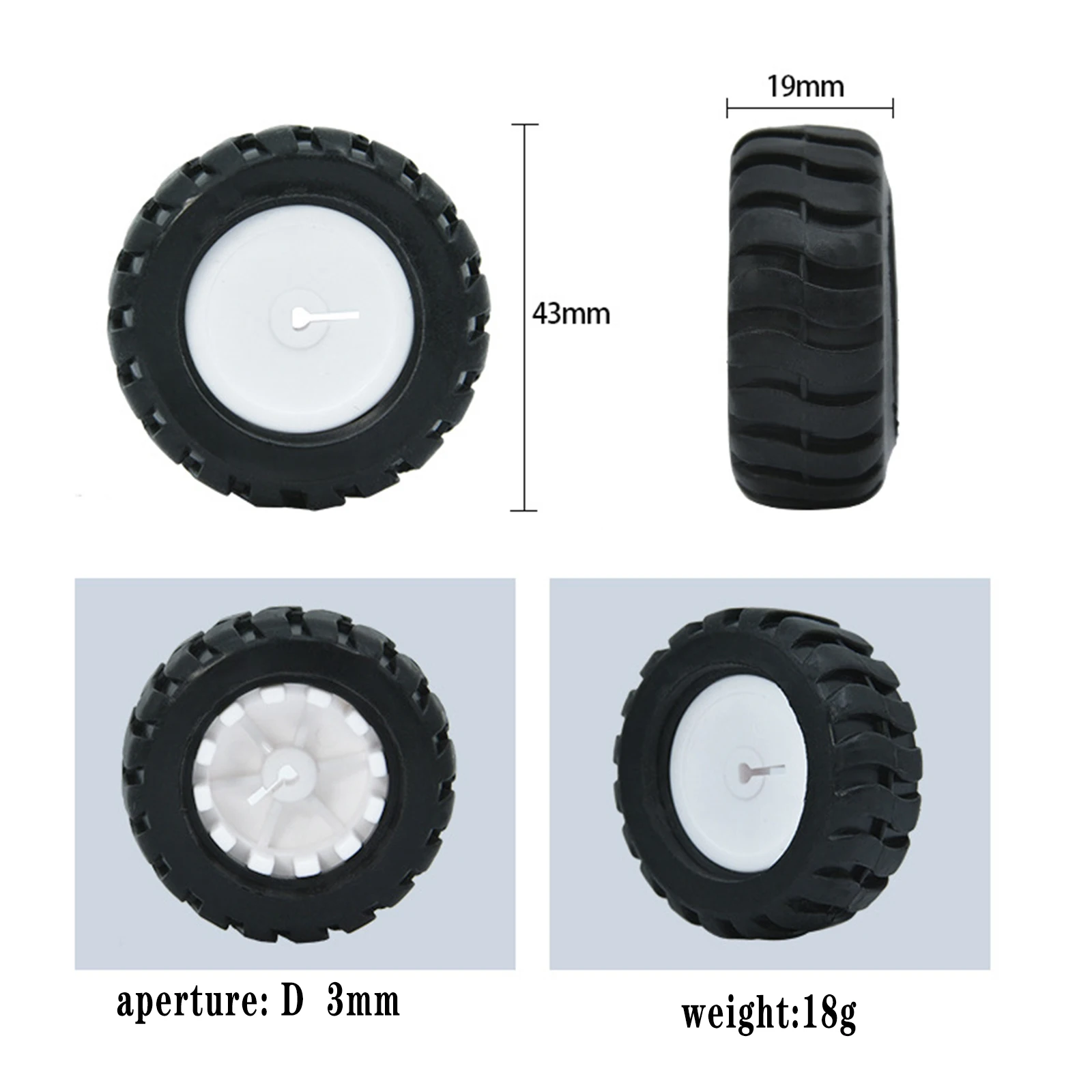 2pcs D-Axis Rubber Tire Robot Accessories 44mm Tracking Trolley Model Wheel For n20 Motor d Shaft Tire Car Robot DIY Toys Parts