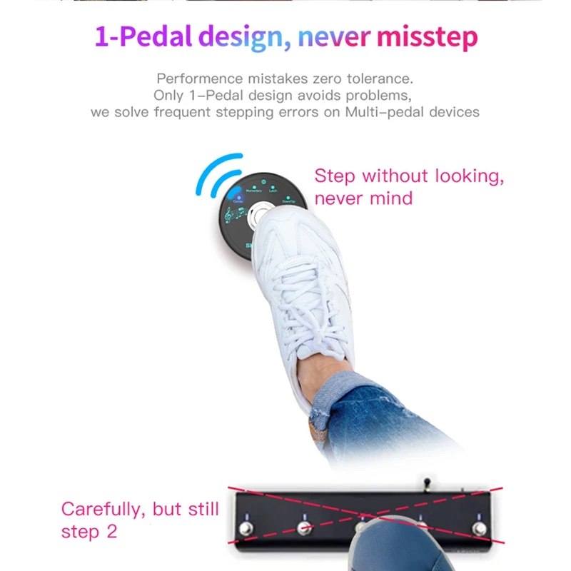 Bluetooth 5.1 Wireless  MIDI Controller Portable MIDI Foot Controller Pedal Wireless MIDI System