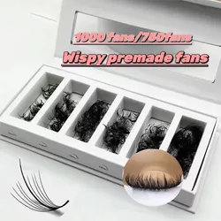1000FANS Mix Box Pointy Base Wispy 5D 7D 9D Promade Volume Fan Eyelash Wispy Extension Loose Fans Sandwich Spikes False Lashes