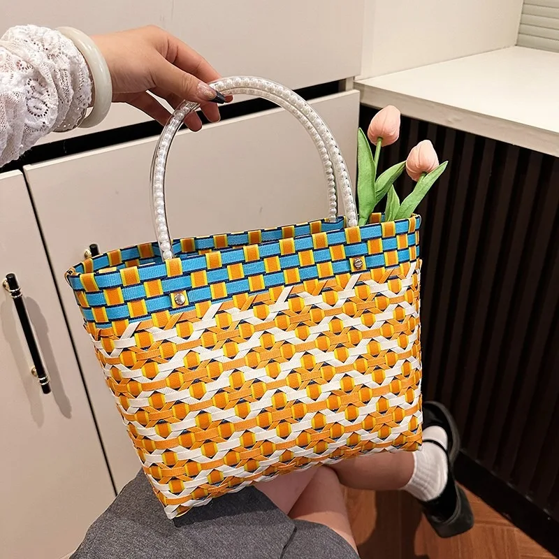 

Summer Straw Striped Shoulder Bags Hollow Out Vacation Women's Bags on Sale 2025 Fashion Exquisite Beach Women's Handbags