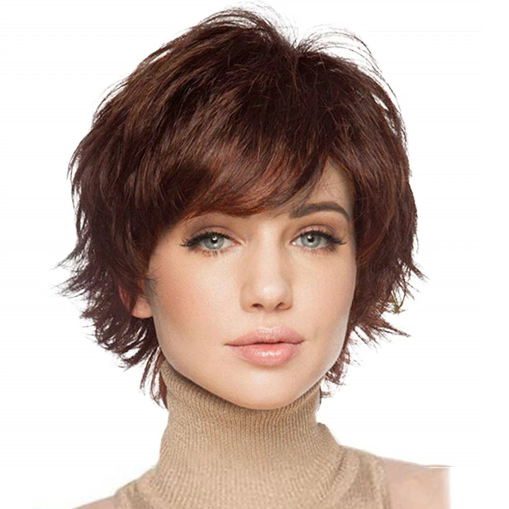 

10 Inch Dark Brown Synthetic Wigs For Women Natural Short Curly Wig Daily Use Wedding Holiday Ball Music Festival Photoshoots