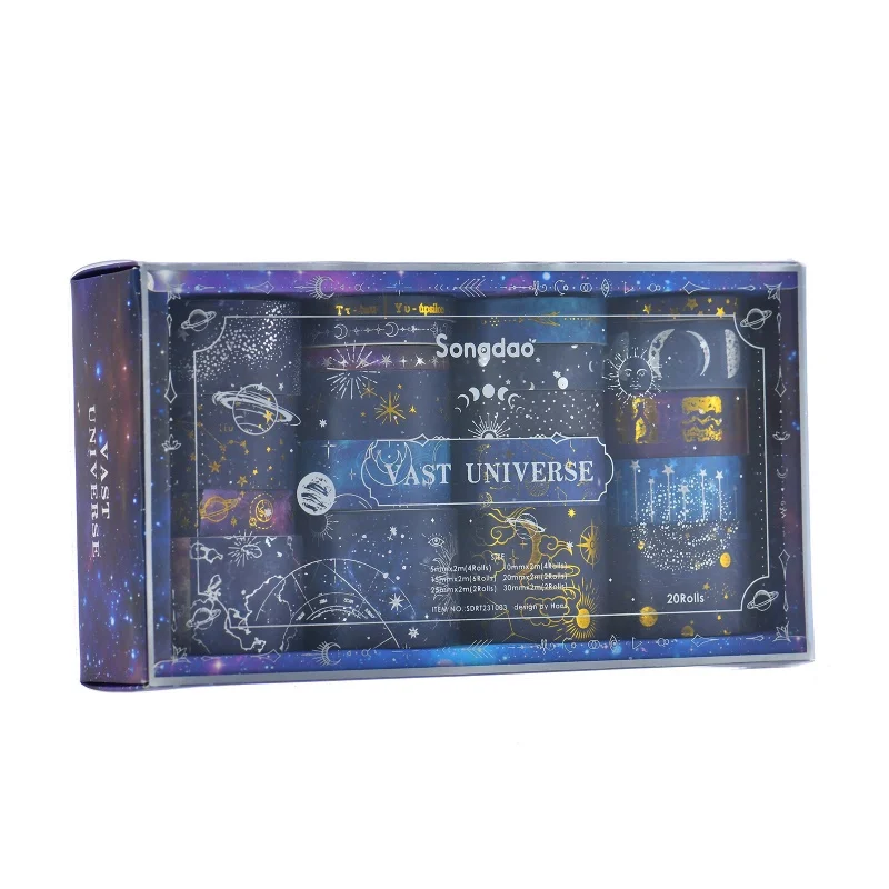 20 rotoli per scatola Vast cielo stellato nastro per stampa a caldo diario studentesco adesivi decorativi fatti a mano per cancelleria per studenti fai da te