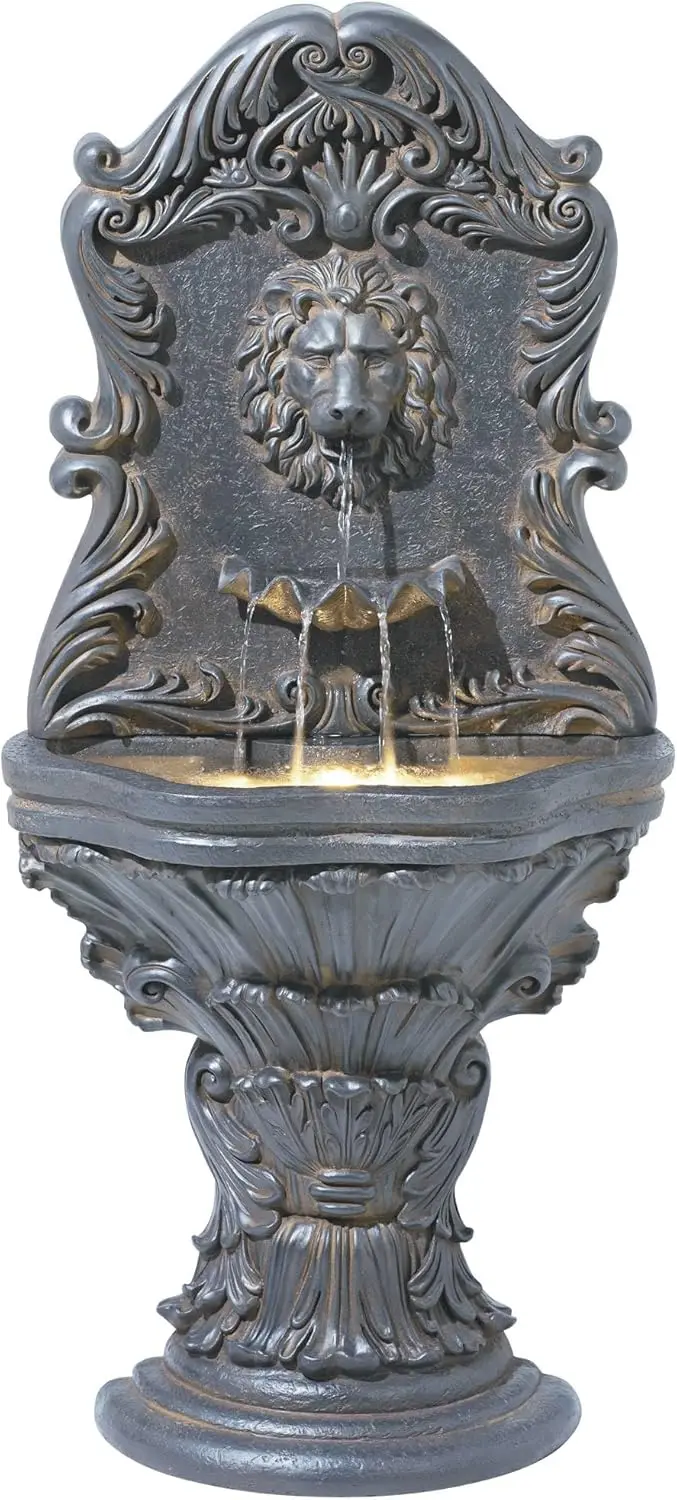 

Royal Lion Acanthus 50 High Large Italian Indoor Outdoor Decor Faux Stone Floor Fountain with Light LED Statue Waterfall Water