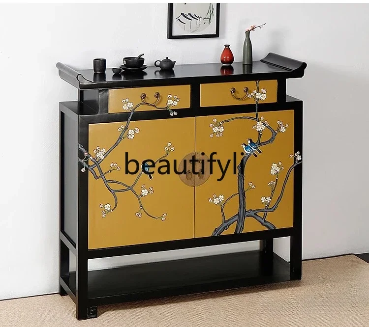 

2003shoe cabinet solid wood hand-painted antique porch foyer storage side cabinet wine cabinet