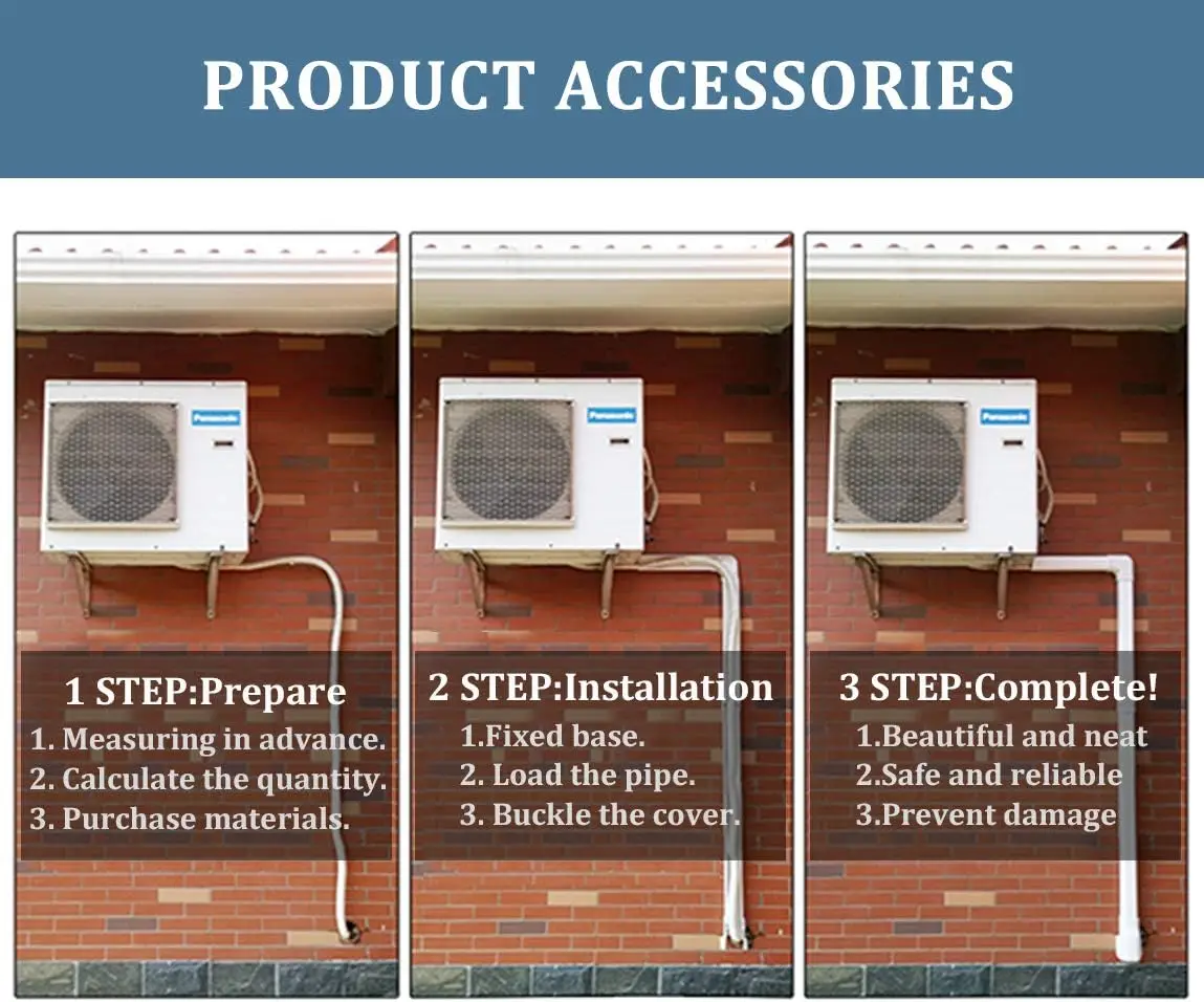 16,5 Fuß Mini Split Line Set Abdeckung 4" PVC Line Cover Kit für Mini Split und Zentralklimaanlage