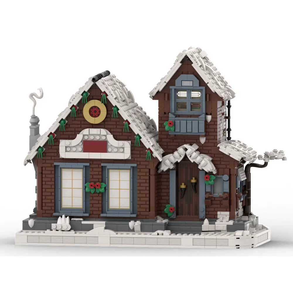 Christmas Winter Cottage with Interior on a Snowy Landscape 1717 Pieces MOC