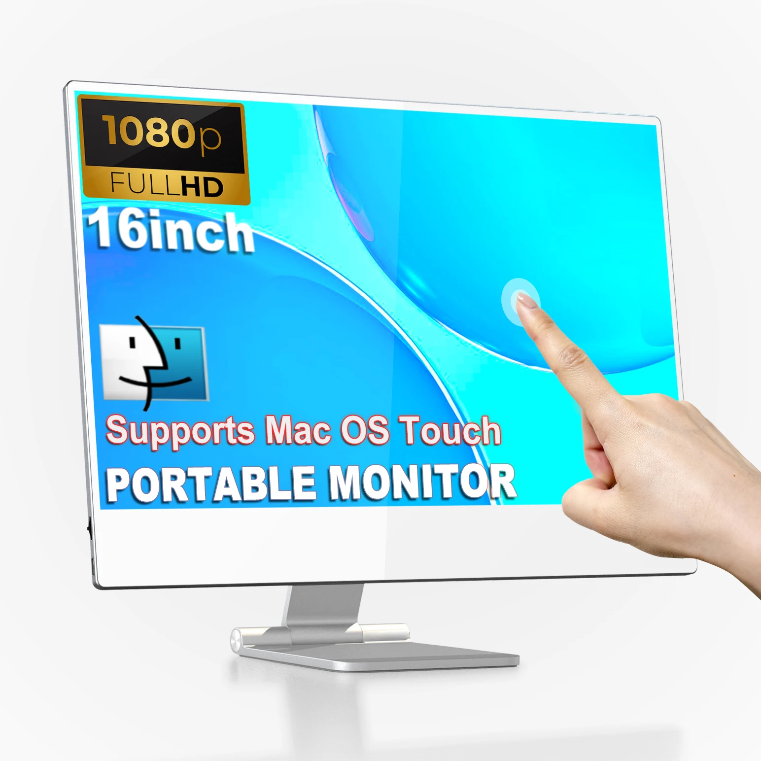 SIBOLAN 16 pulgadas 1080P pantalla táctil FHD Monitor portátil pantalla IPS entrada USB-C portátil pantalla LED Monitor externo con altavoces