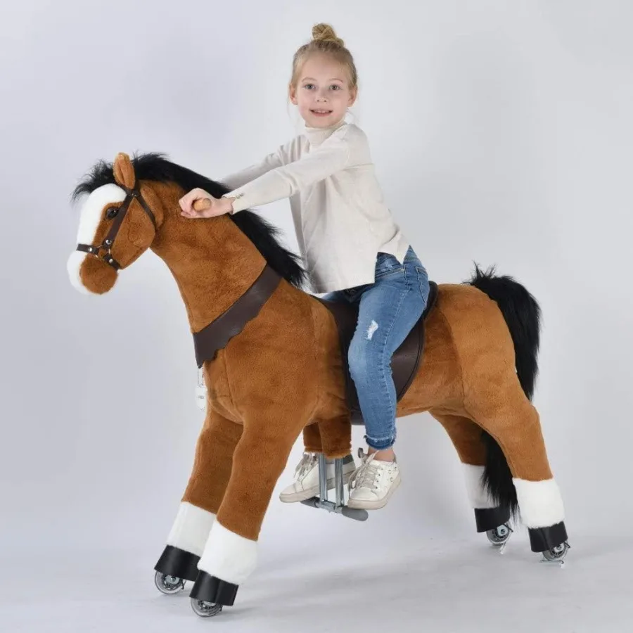 Large Mechanical Rocking Horse Toy, Ride on Bounce up and Down and Move, 44 inch for Children 6 to Adult (Black Mane and Tail)