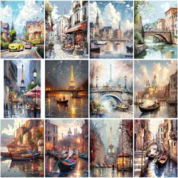 CHENISTORY Paint By Number Scenery of Venice Town Acrylic Paintings Drawing On Canvas Gift DIY Pictures By Numbers Kits Home Dec